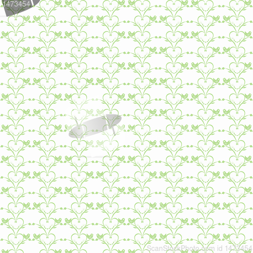 Image of Seamless floral hearts and birds pattern