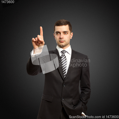 Image of businessman push the button