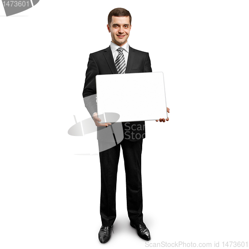 Image of businessman with empty write board