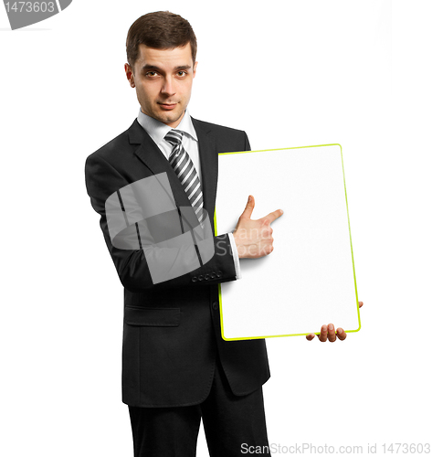 Image of businessman with empty write board