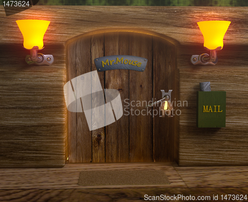 Image of View on mister mouse home wooden door