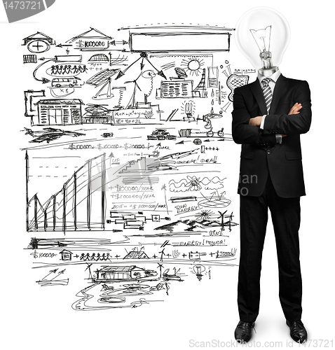 Image of lamp head businessman
