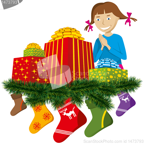 Image of christmas gifts with sock