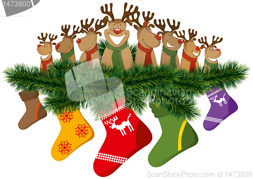 Image of christmas reindeer with christmas socks