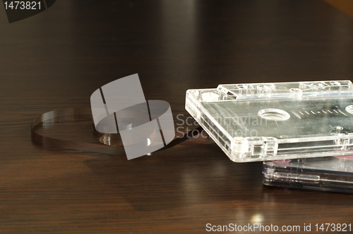 Image of Audio tape cassettes with subtracted out tape. 