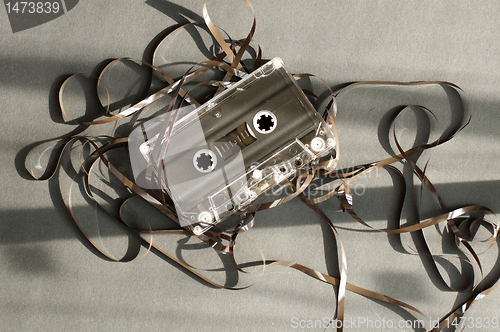 Image of Audio tape cassette with subtracted out tape. 