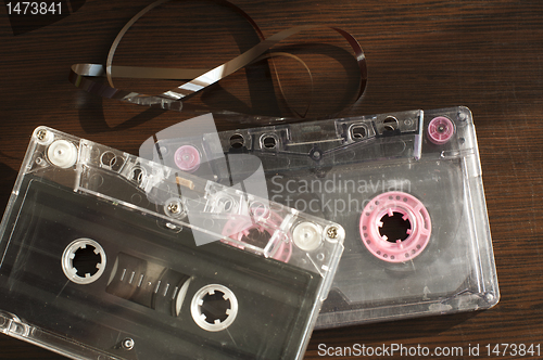 Image of Audio tape cassettes with subtracted out tape. 