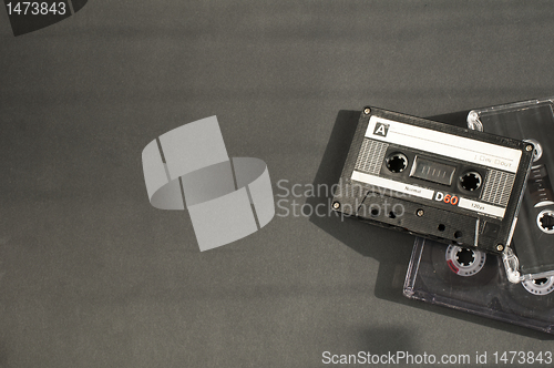 Image of Old fashioned audio tape cassettes background