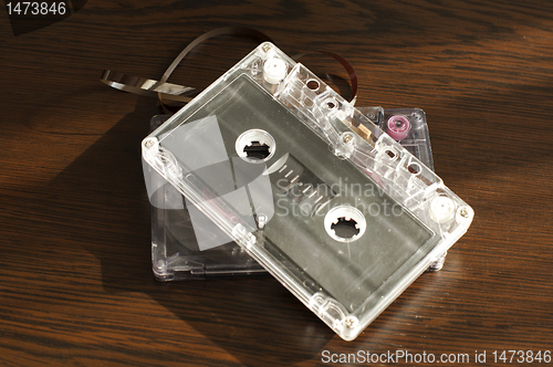 Image of Audio tape cassettes with subtracted out tape. 