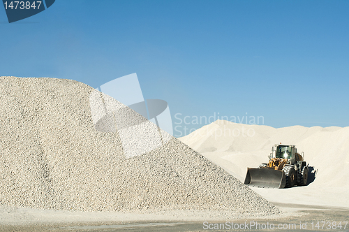 Image of Excavator in a limestone quarry