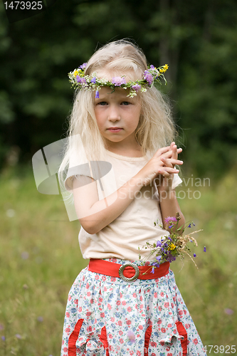 Image of little girl standing at the meadow