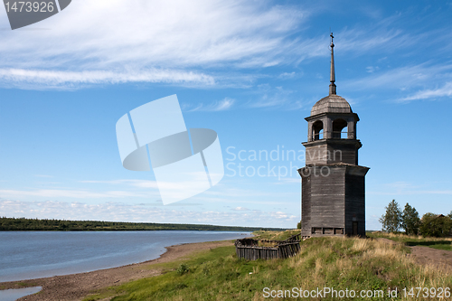 Image of old russian wooden belfry