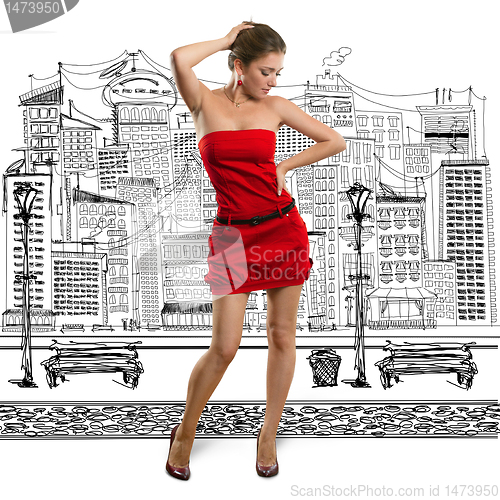 Image of european woman looking on camera