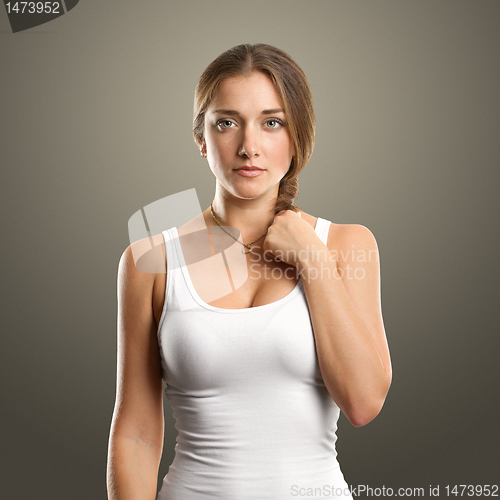Image of european woman looking on camera