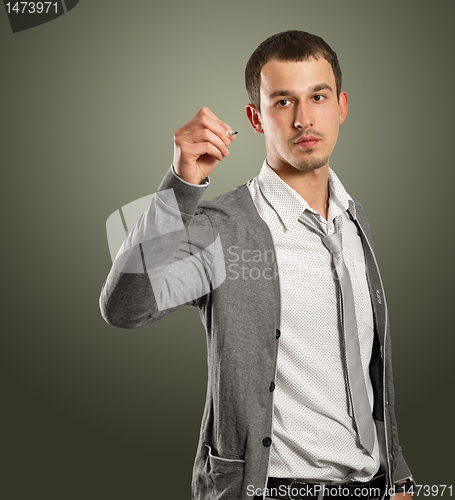Image of businessman writing something