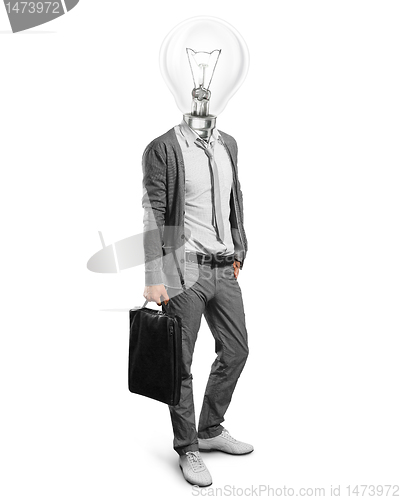 Image of lamp head businessman