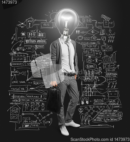 Image of lamp head businessman