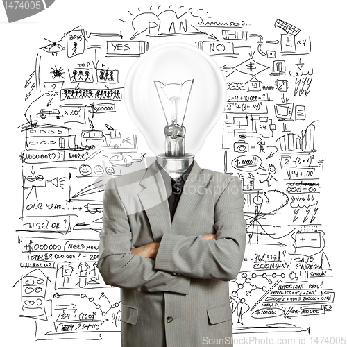 Image of lamp head businessman