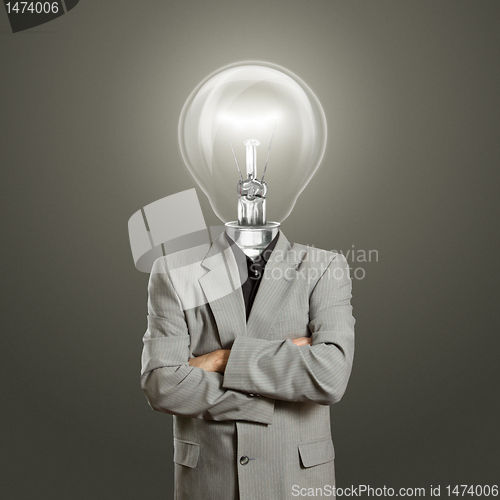 Image of lamp head businessman