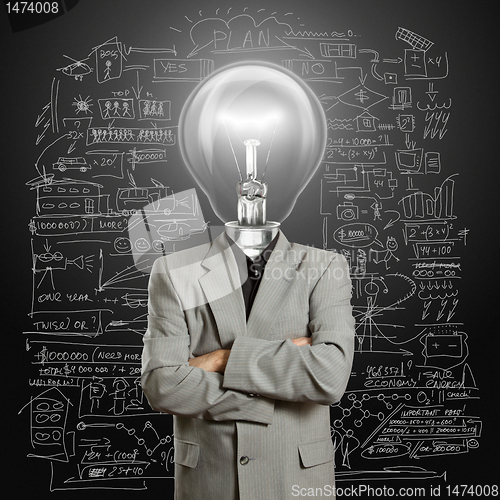 Image of lamp head businessman