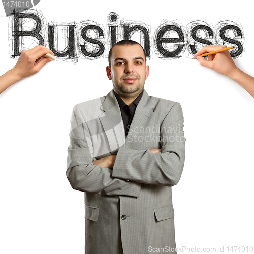 Image of sketch word business with businessman