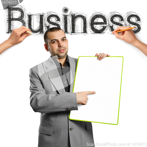 Image of sketch word business with businessman