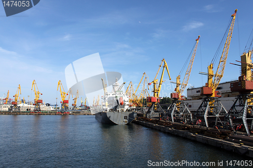 Image of cargo cranes in a seaport