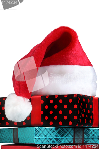 Image of 	Christmas gift and santa hat