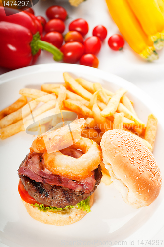 Image of classic hamburger sandwich and fries
