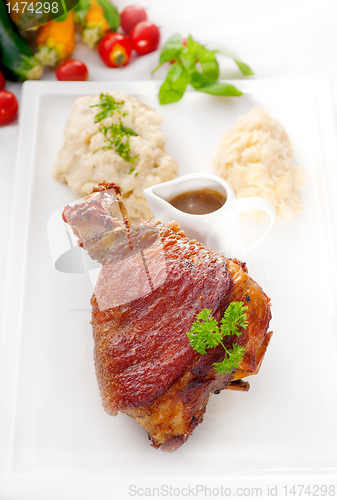 Image of original German BBQ pork  knuckle