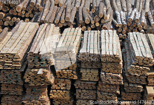 Image of piles of planks and logs