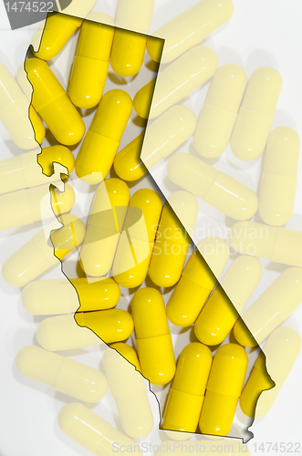 Image of Outline map of Austria with transparent pills in background