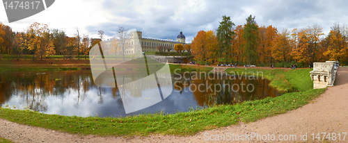 Image of Autumn Gatchina Palace and pond. St.Petersburg