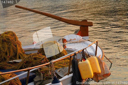 Image of Fishing boat detail at sunset