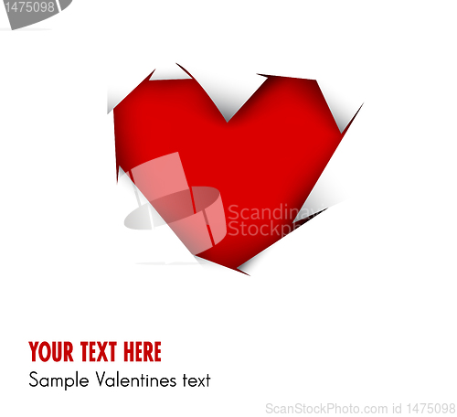 Image of Heart cut out of white paper - vector