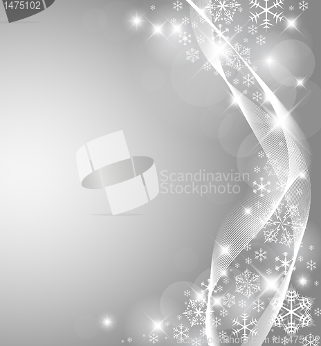 Image of Vector Abstract Christmas card with snowflakes and lights
