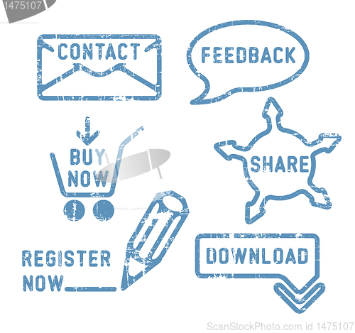 Image of Simple vector contact, feedback, share, buy, download, register stamps