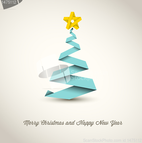 Image of Simple vector christmas tree made from paper stripe