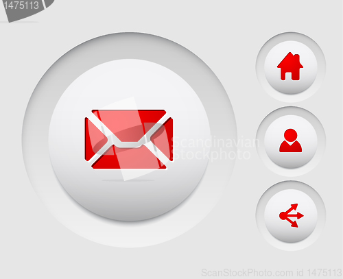 Image of Set of simple vector web circle buttons (home, share, users, email)