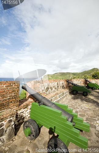 Image of cannons Fort Oranje Oranjestad Sint Eustatius island Caribbean N