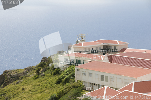 Image of  village typical architecture on cliff over Caribbean Sea on "Th