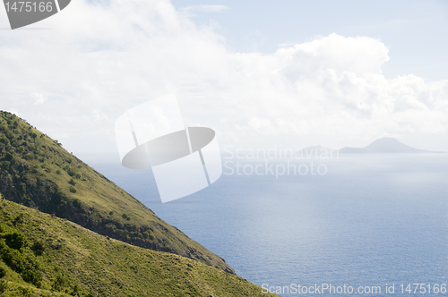 Image of Saba  Netherlands Antilles mountain view Sint Eustatius in dista