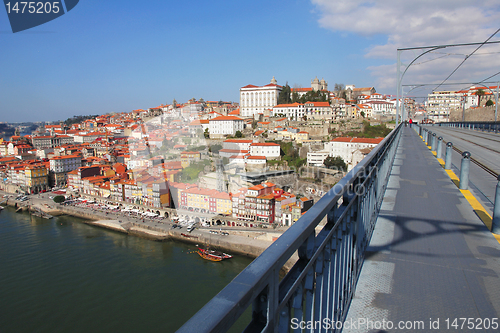Image of Portugal. Porto city. View of Douro river embankment in the morn