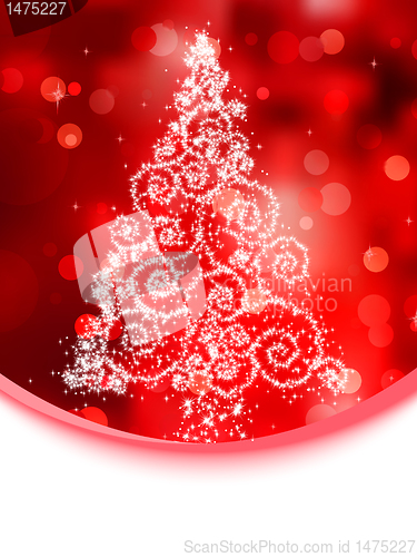 Image of Christmas tree illustration on red bokeh. EPS 8