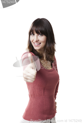 Image of Beautiful woman with thumbs up