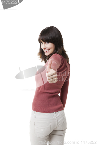 Image of Beautiful woman with thumbs up