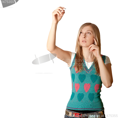 Image of businesswoman writing something