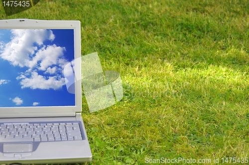 Image of laptop and blue sky