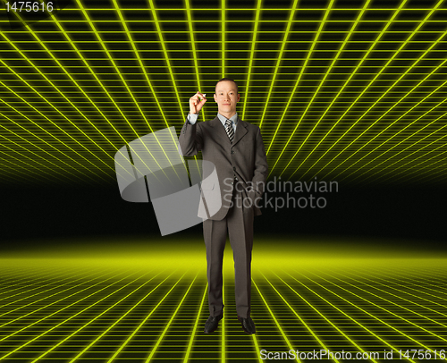 Image of businessman in fantastic place
