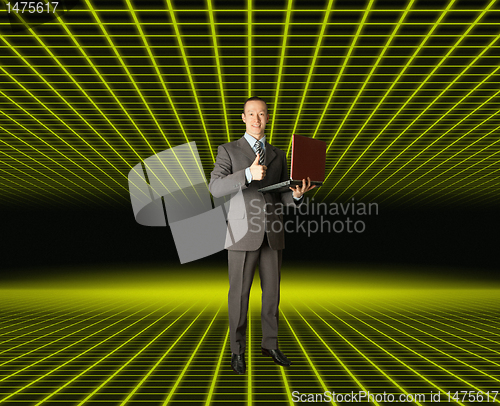Image of businessman in fantastic place